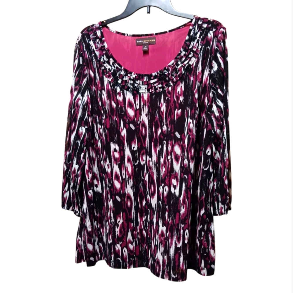 Dana Buchman Graphic Top/Tunic EUC
